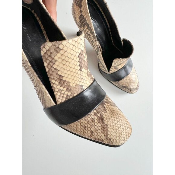 CELINE Phoebe Philo Snakeskin Black Leather High Heel Stiletto Pumps, Size 37.5 - Picture 4 of 16